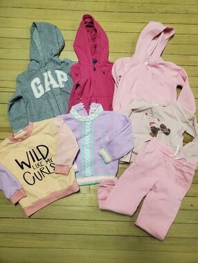 ​Toddler Girl 4T Spring Bundle 7pc-Hoodies Gap Polo Ralph Lauren Old Navy Set
